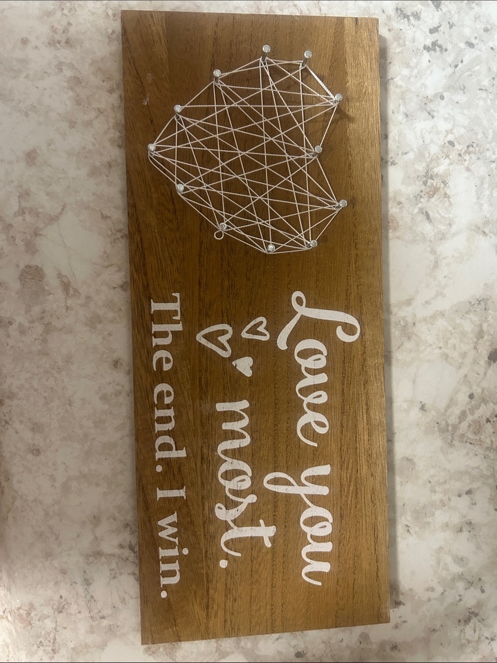 White String Heart & Script 'Love You Most' Wooden Wall Plaque